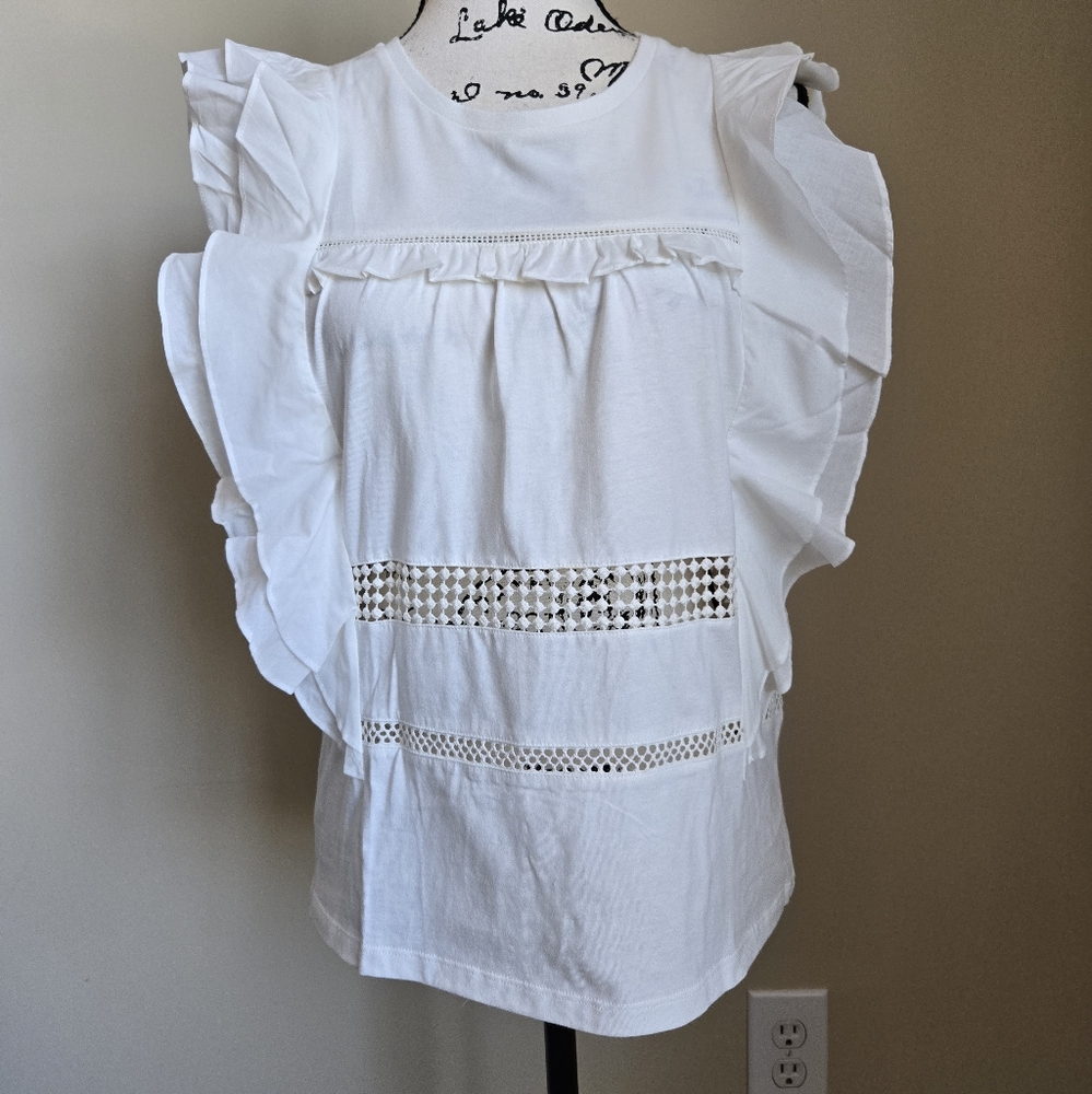 Dorothee Schumacher ivory ruffle cottagecore top cotton womens XS